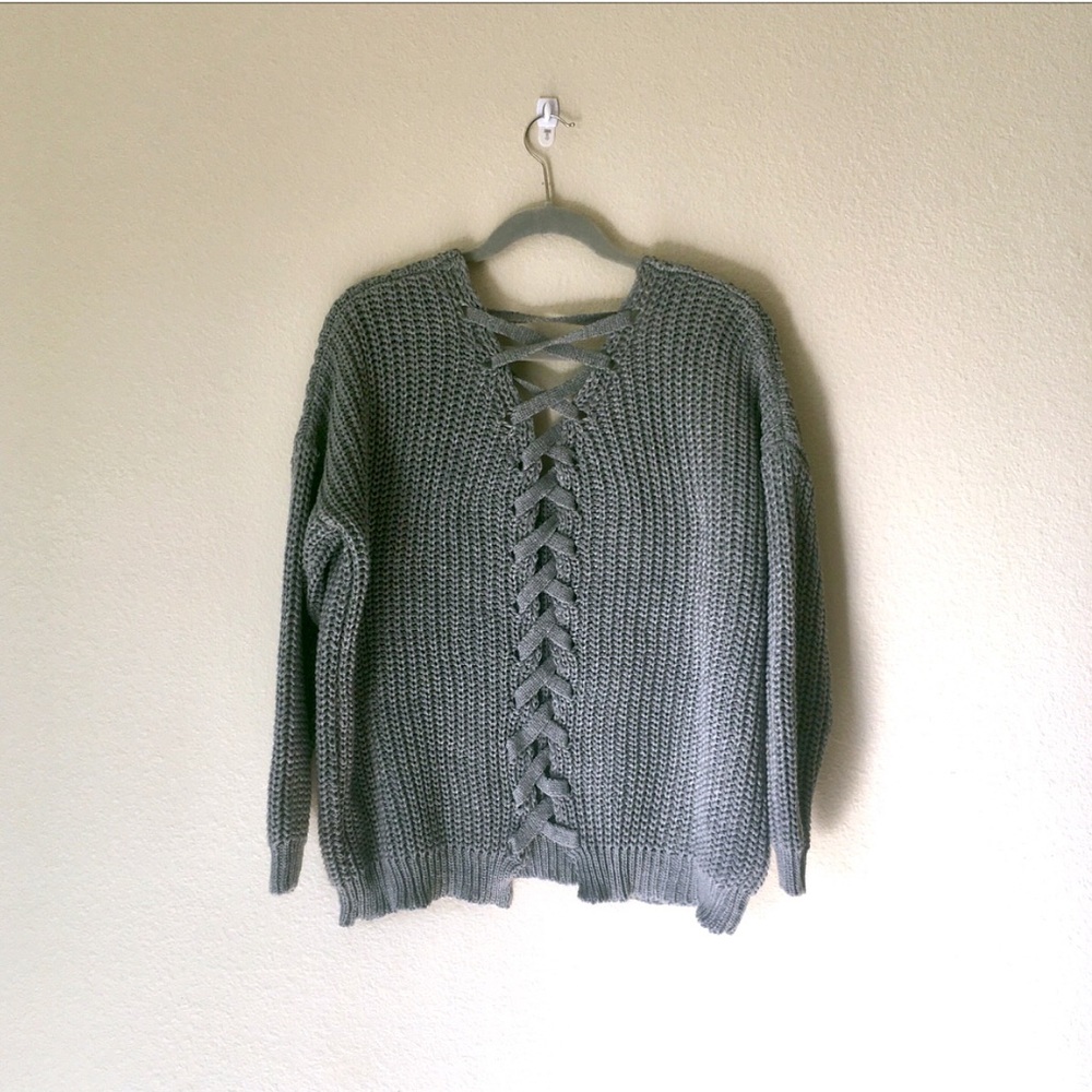 LF Lace Up Sweater